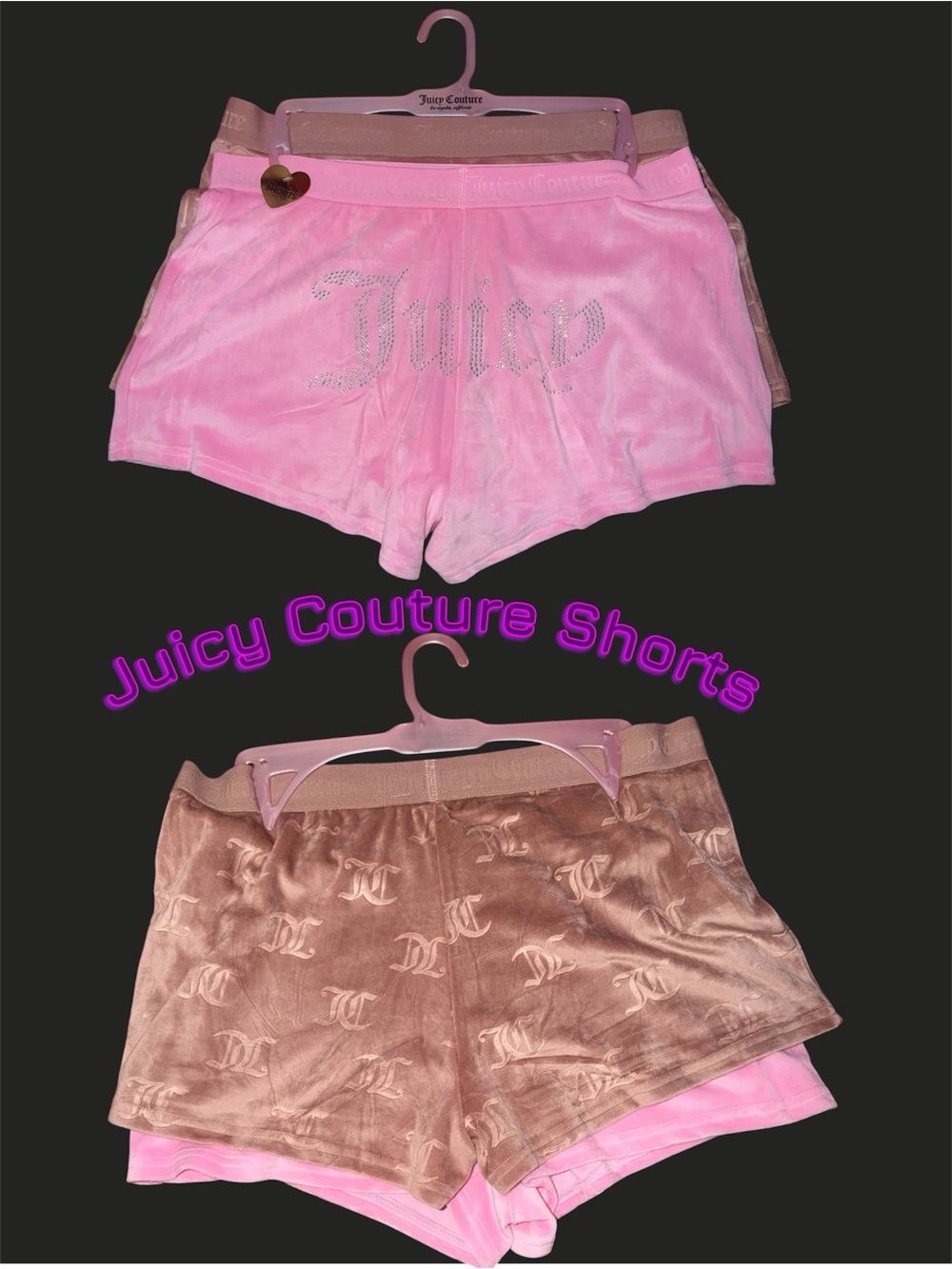 *new* Juicy Couture Pink & Taupe Velour Short Duo
